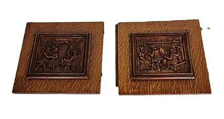 two door panels vintage carved wood Dancing Couples bas relief reclaimed architectural