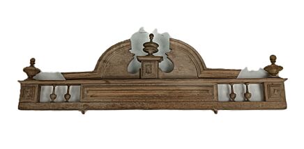 Pediment over door antique carved wood Spindles France reclaimed architectural sand blasted