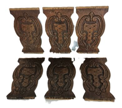 set of 6 Antique Corbels carved wood   Architectural reclaimed  Trims Salvaged Decorative 