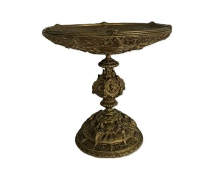 Bronze 19th century Footed French Solid Tazza with Classical Scene antique