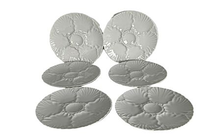 Set of 6 Oyster Plates Porcelaine White  Germany Waldsassen Bareuther Bavaria Vintage stylish