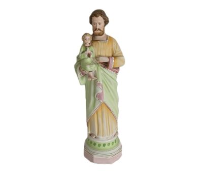 Vintage Statue Saint Joseph Protector of Homes Bisque Porcelain Polychrome