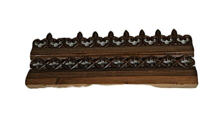 Antique gothic carved wood French trim pediment fleur de lis Gorgeous 