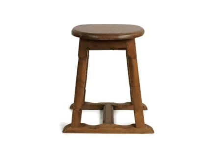 antique oak carved wood stool pedestal barn style