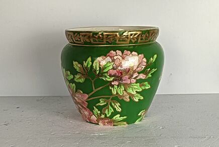antique cachepot planter faience France Creil et Montereau floral design 
