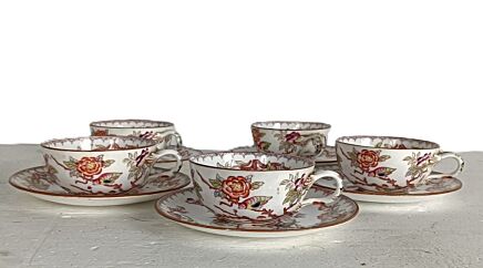 set of 5 cup and saucers Sarreguemines France Minton decor 252 antique  porcelain