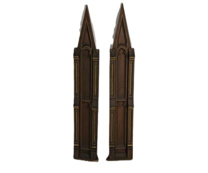 pair gothic carved wood antique boards panels church  pediments reclaimed architectural
