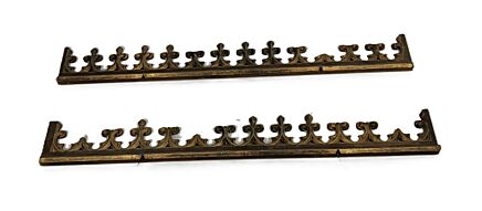 two gothic antique carved wooden pediments boards finials French fleur de lis Frame
