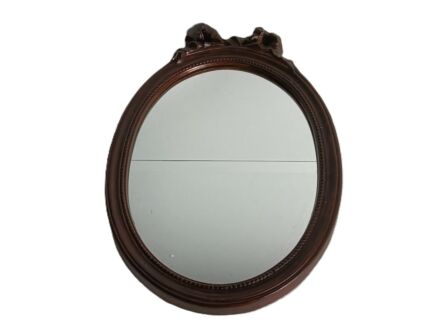 oval wall hanging wooden framed vintage mirror hallway bathroom 