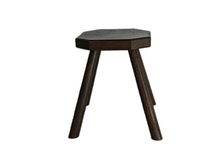 antique carved wooden milking stool plant stand pedestal side table barn style