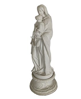 French Antique 1900 Bisque Statue Virgin Mary Our Lady Infant Jesus Exquisite Porcelain