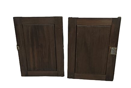 Antique  couple of hand Carved  wooden Door Panels  Reclaimed Architectural bar scenes