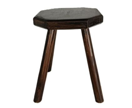 Vintage Milking Stool  Carved Wood Side Table Pedestal Plant Stand Farmhouse Style
