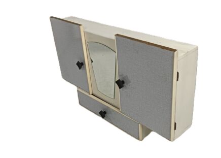 Vintage Retro Wall Hanging Medicine Cabinet with Mirror and Drawer - 1950s Rockabilly Apothecary Style