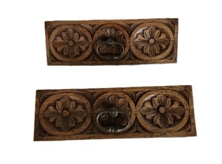 pair front of drawers trims pediments  ornate carved wood antique reclaimed architectural