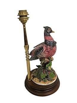 Porcelain Messing desk table lamp Italy bird Vintage large Beautiful working condition