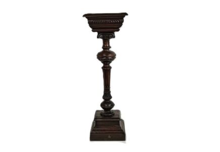 Large ornate carved wooden Torchere pedestal column plant stand side table WOW