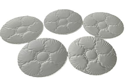 Set of 5 Oyster Plates Porcelaine White  Germany Waldsassen Bareuther Bavaria Vintage stylish