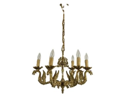 Gothic Chandelier 6 Arms Lights  Dragons Brass  Ornate Vintage eyecatcher