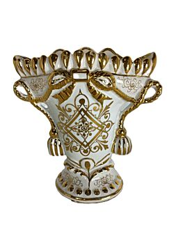 antique Vieux Paris fan flair vase cornet Wedding vase gold gilded porcelain