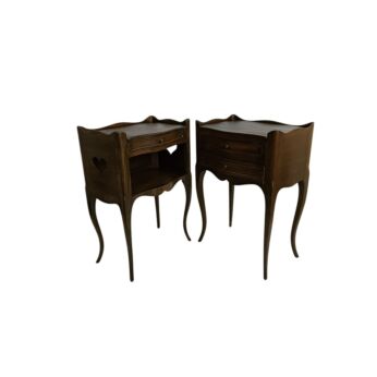 Pair of French Louis XV Style Nightstands with Heart Cutout Detail