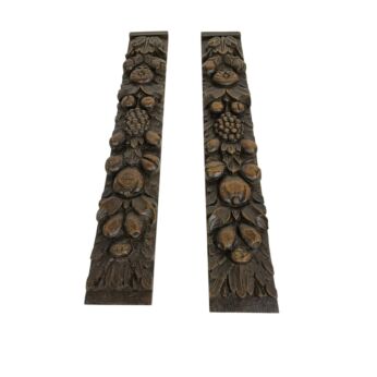 Antique Pair Corbels Hand Carved Wood Architectural Bas relief 3D reclaimed Trims Slats