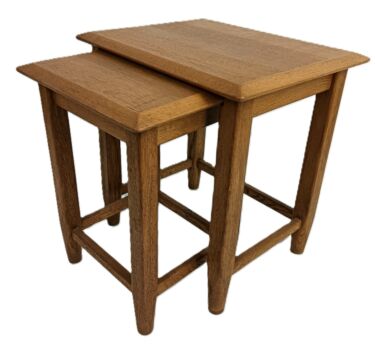 Set of Two Vintage Scandinavian Wood Nesting & Stacking Tables