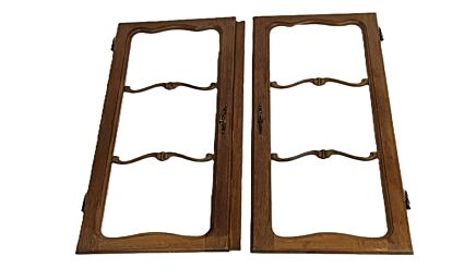 Thomasville French Country Style Antique Oak Reclaimed Door Panels with Ornamental Metalware - A Pair