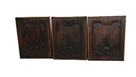 Set of 3 Antique Carved Wooden Panels | Reclaimed Architectural Decor architectural