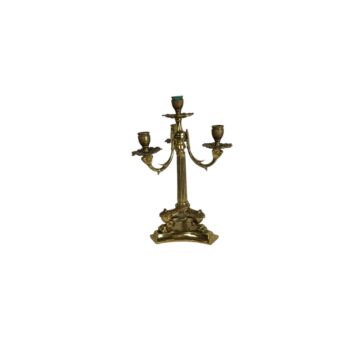 Vintage Brass 3-Arm Candelabra with Lion Paw Detail