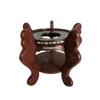 Vintage Chinese Hongmu Wood Mother-of-Pearl Inlay Plant Stand Vase Base