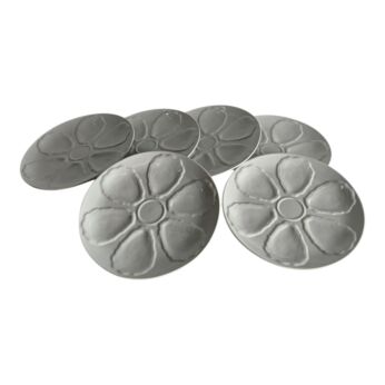 Set of 6 Vintage Oyster Plates White Porcelain Faience 1960s