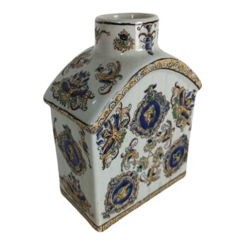 Vintage Chinese Polychrome Porcelain Tea Caddy by Adele Carey, 1980s