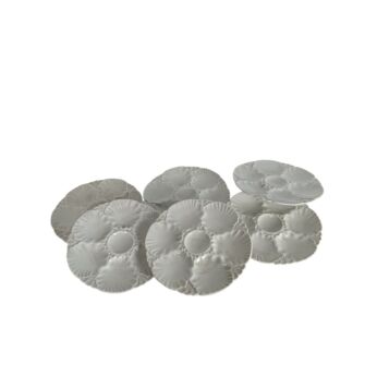 Set of 6 Vintage White Porcelain Oyster Plates