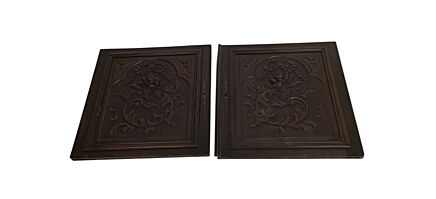 Antique Reclaimed Carved Wood Door Panels - Set of 2 architectural ornate 