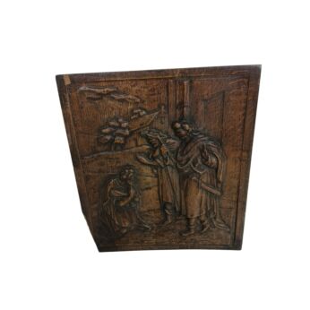 Antique Carved Wood Biblical Panel  bas relief - 1800s