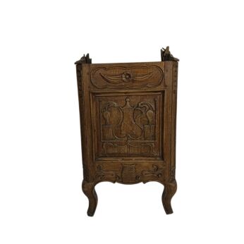 Antique Ornate Carved Wood Louis XV Style Nightstand Front Panel
