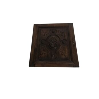 Antique Reclaimed Door Panel with Ornate Carved Wood Medallion, 1800s Architectural Salvage