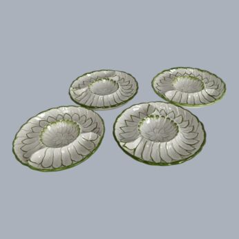 Set of 4 Artichoke Majolica Design Plates, Italy - Vintage Green & White
