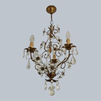 Banci Firenze Italy design chandelier vintage 3 lights flower prysms Gorgeous 