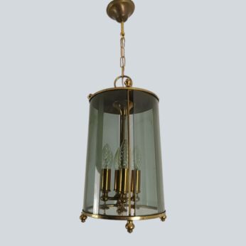 French Empire 4 Light Antique Lantern pendant smoked glass vintage 