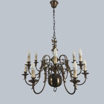 double  Flemish Dutch Double 12 Arms lights Castle Chandelier brass  Exquisite antique
