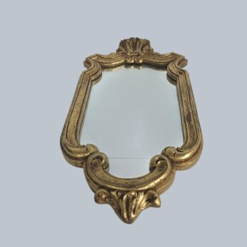 Small Vintage Ornate Wall Mirror Hollywood Regency Wood Gold Gilded