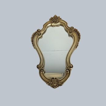 Hollywood Regency Modernist Vintage Mirror Wall Hanging Ornate Gold Gilded