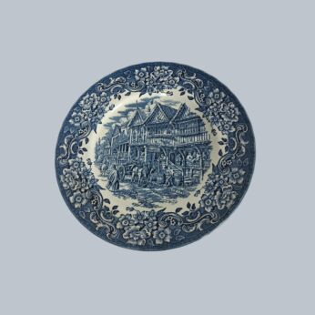 Vintage Royal Tudor Ware Blue White Hand Engraved Plate