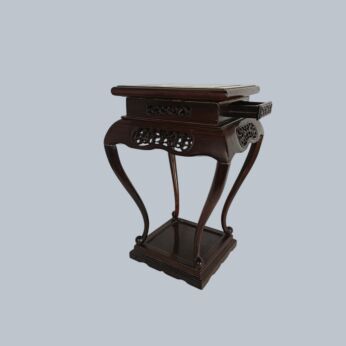 Vintage Ornate Wooden Side Table Plant Stand Pedestal Asian