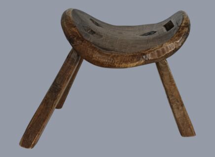 Milking stool Foot Stool Wood Saddle form side table plant stand vintage