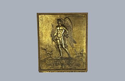 Large Plaque Hammered brass antique Archangel Gabriel WOW