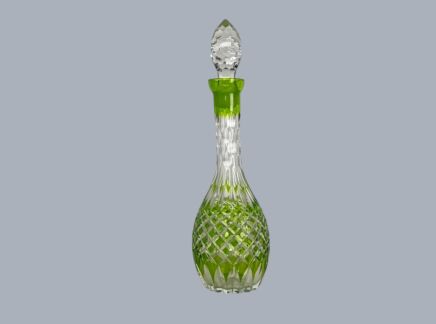 VSL Art Deco Antique Crystal Bottle - Green & Clear - Gorgeous 1920s