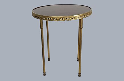 Side table Brass legs  Veneer Top Occasional table pedestal plant stand Hollywood Regency vintage